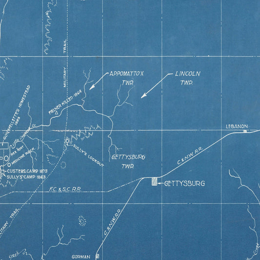Vintage Map of Potter County, South Dakota, 1894