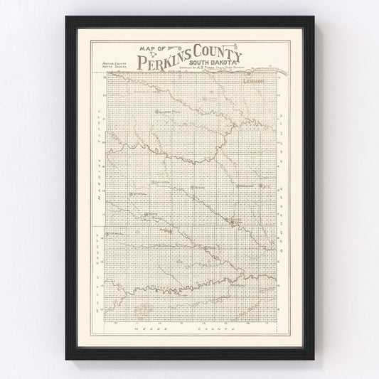vintage map of Perkins County, South Dakota, 1919