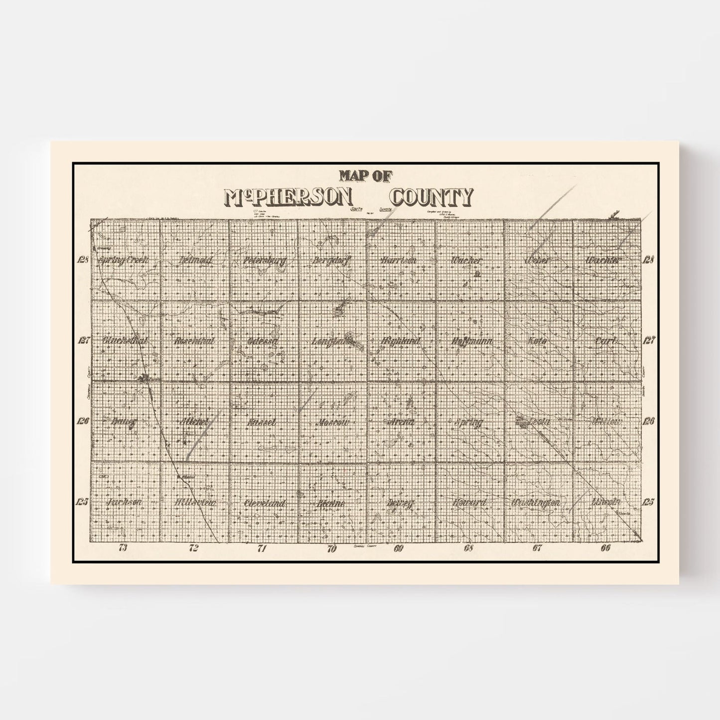 Vintage Map of McPherson County, South Dakota, 1914