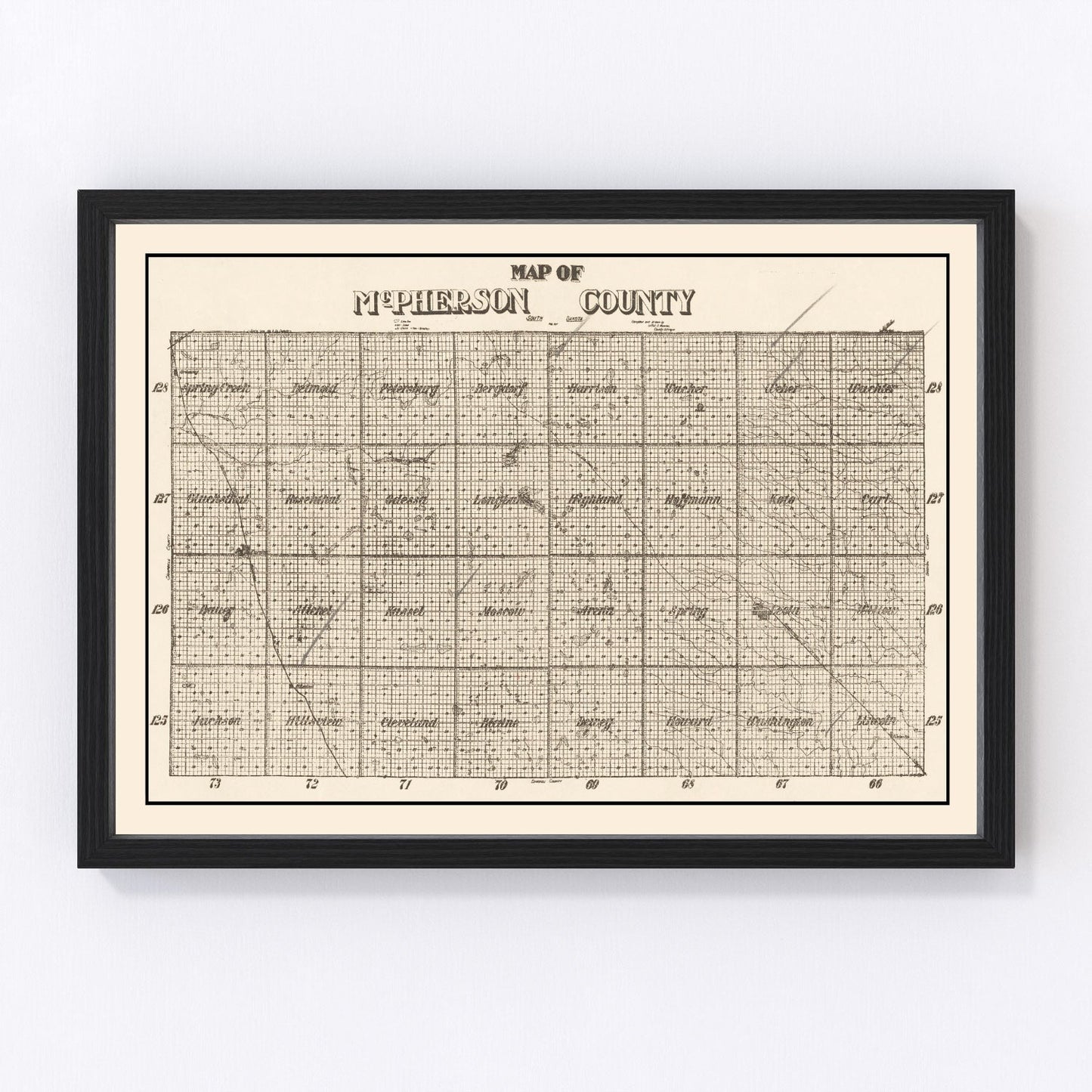 Vintage map of McPherson County, South Dakota, 1914