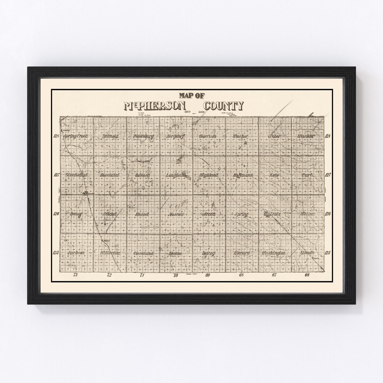 Vintage map of McPherson County, South Dakota, 1914