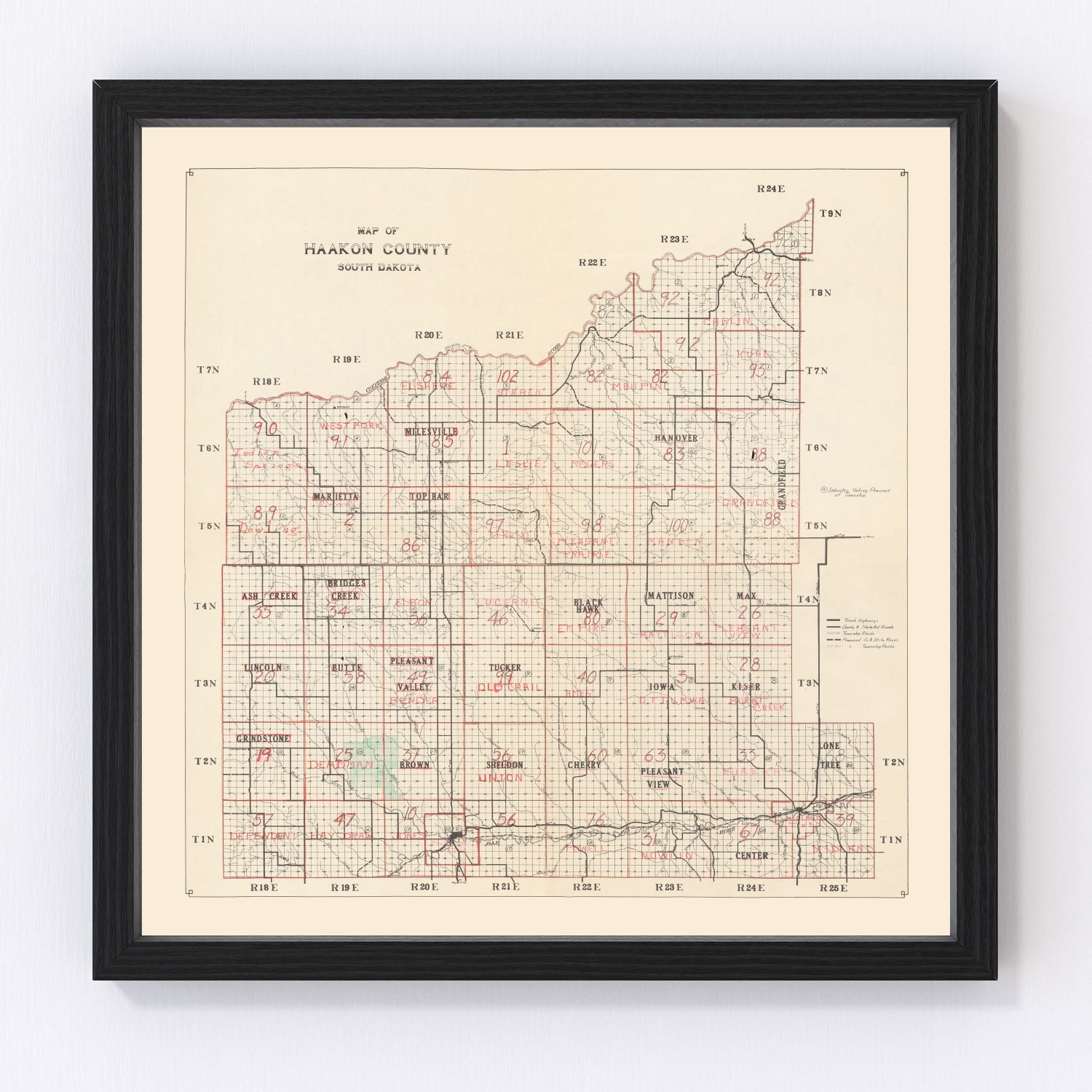 vintage map of Haakon County, South Dakota, 1900