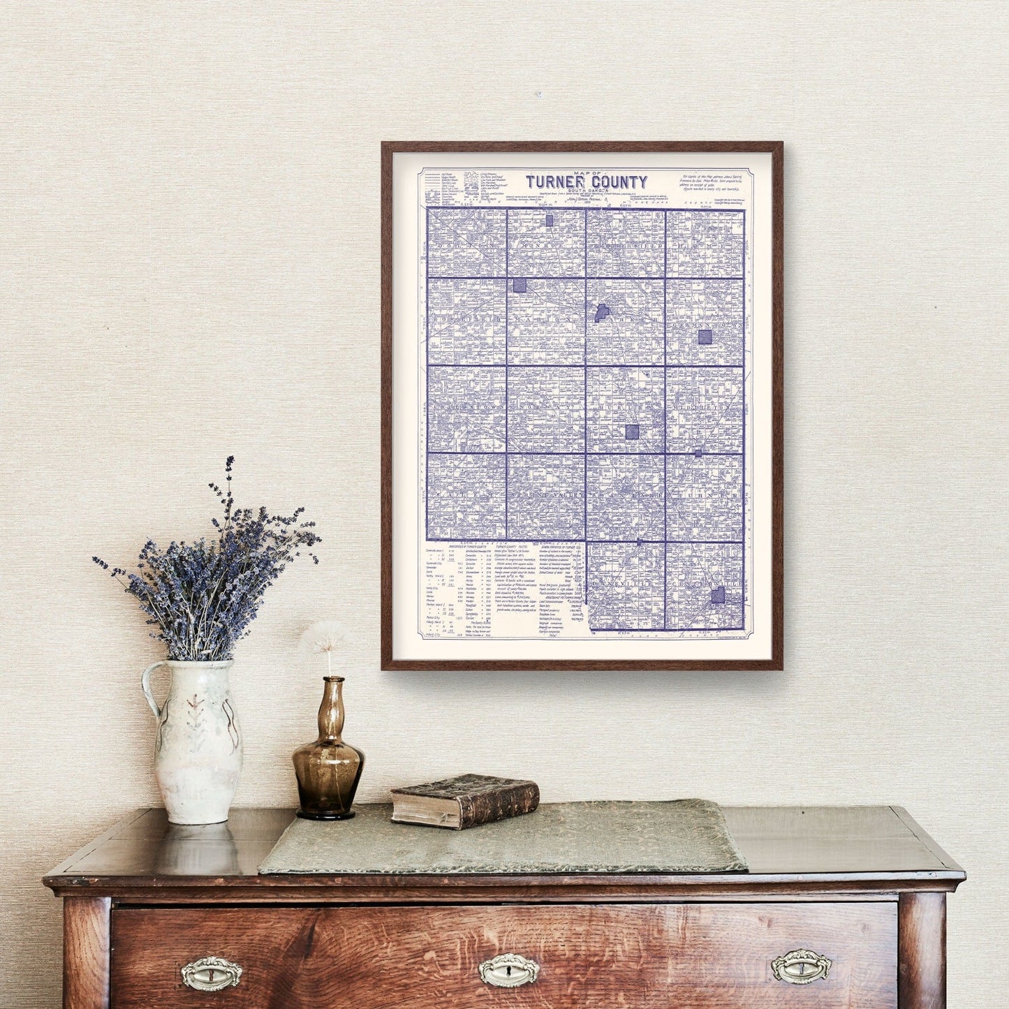 Vintage Map of Turner County, South Dakota, 1909