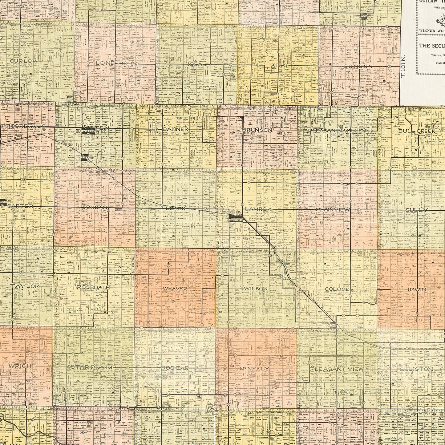 Vintage Map of Tripp County, South Dakota, 1930