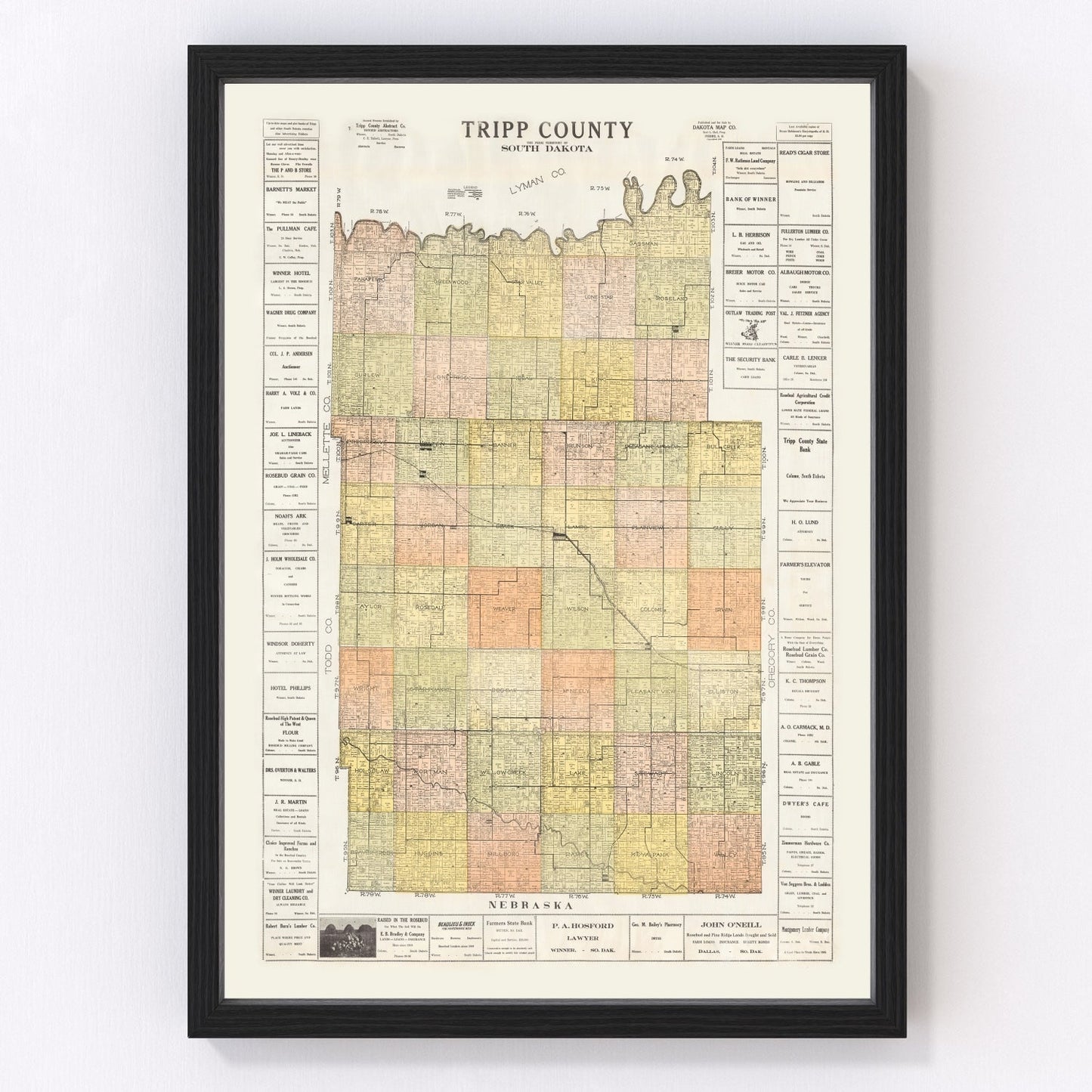 Vintage map of Tripp County, South Dakota, 1930