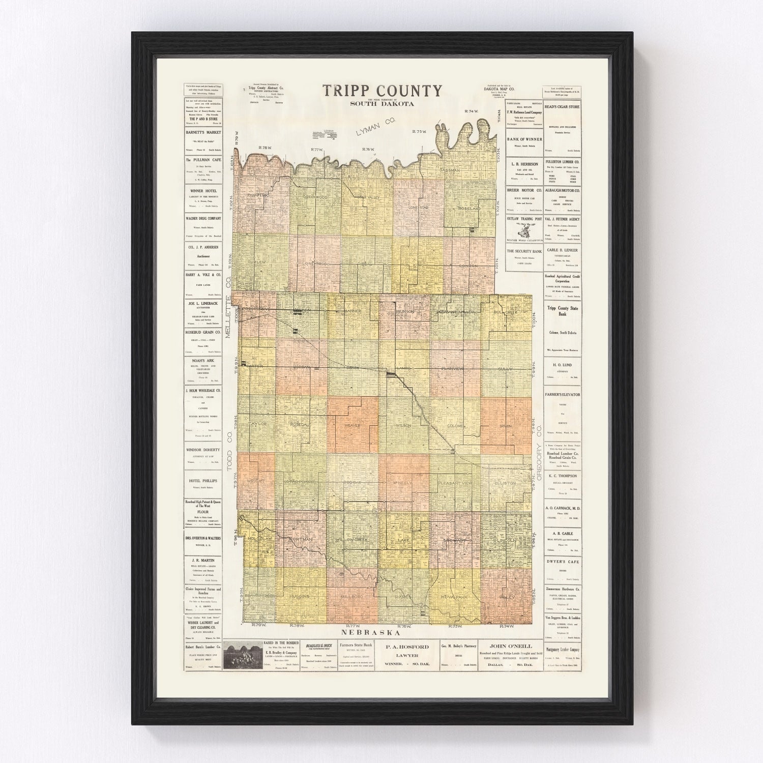 Vintage map of Tripp County, South Dakota, 1930