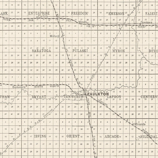 Vintage Map of Faulk County, SD, 1900 - Faulkton, Cresbard
