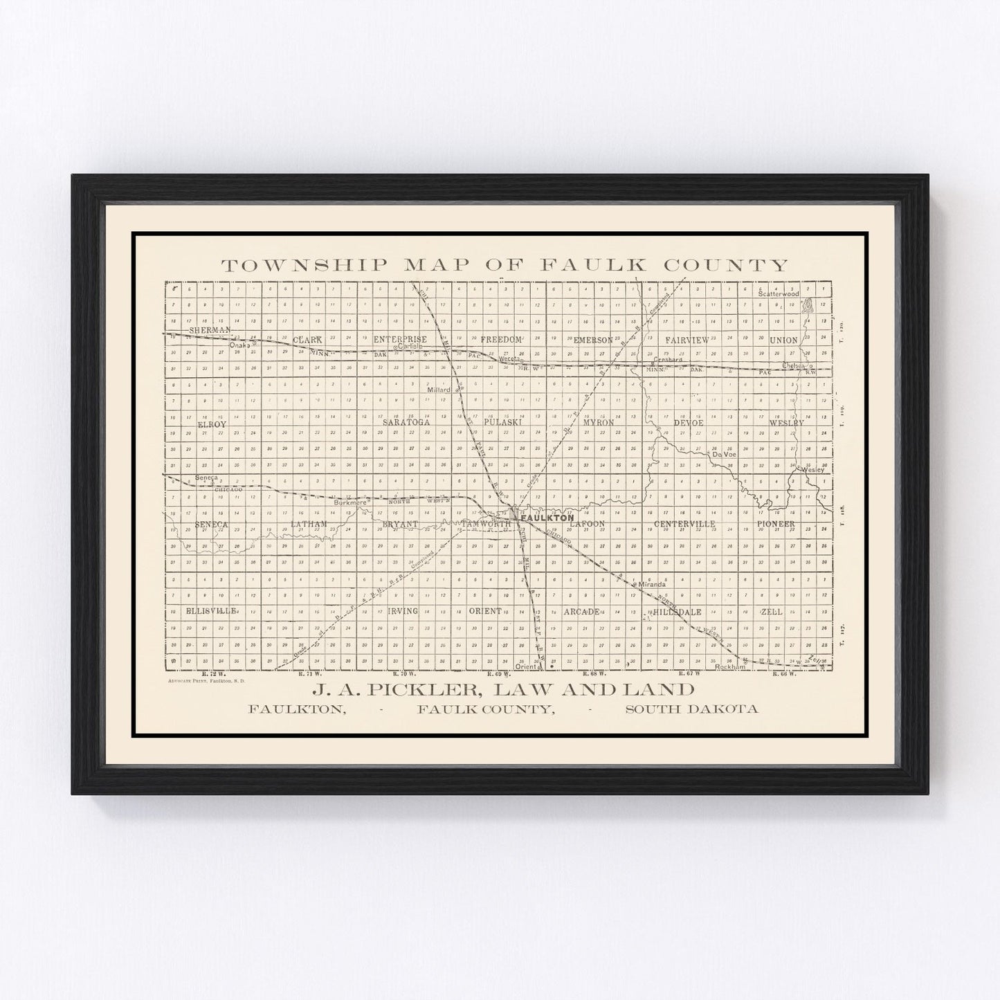 vintage map of Faulk County, South Dakota, 1900