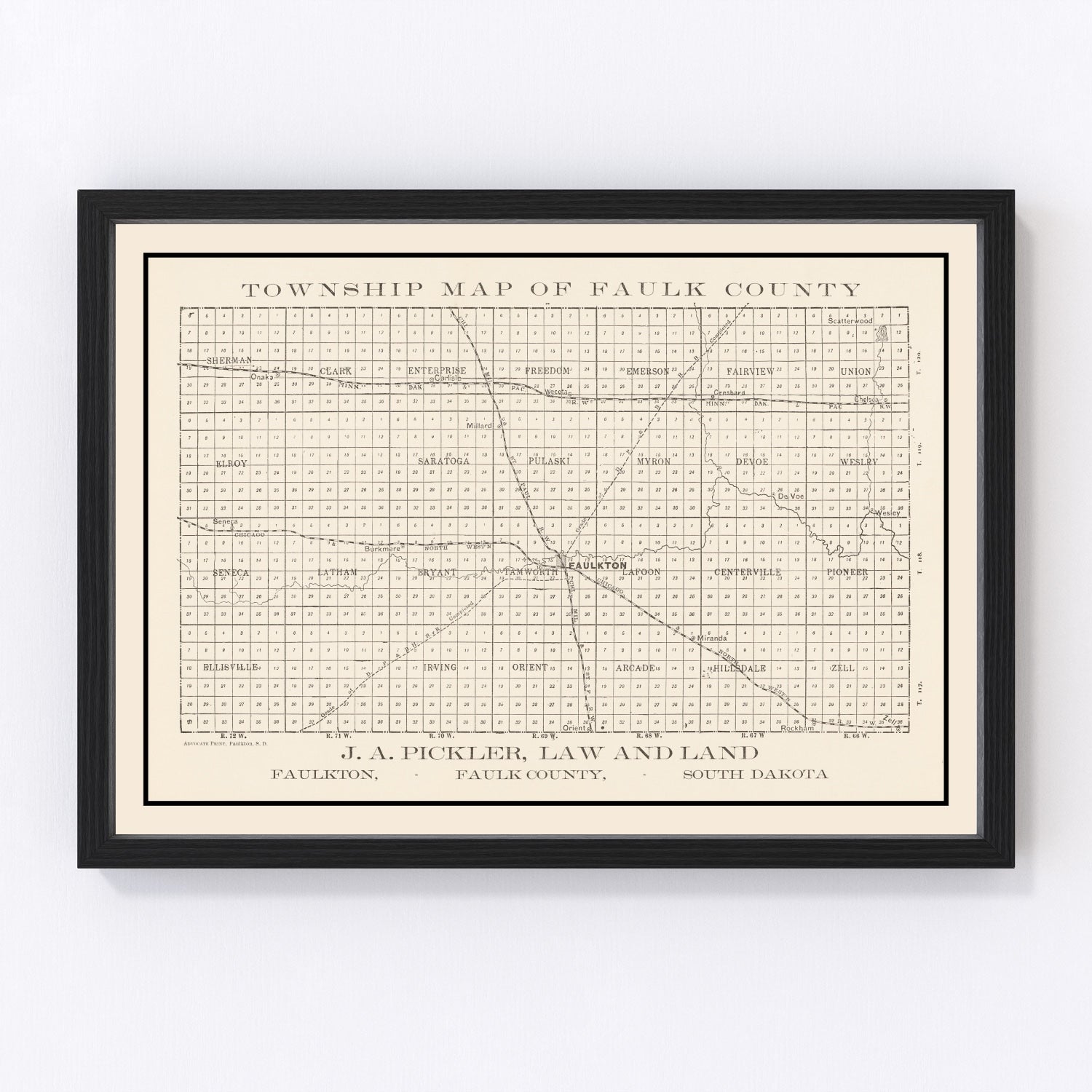 vintage map of Faulk County, South Dakota, 1900