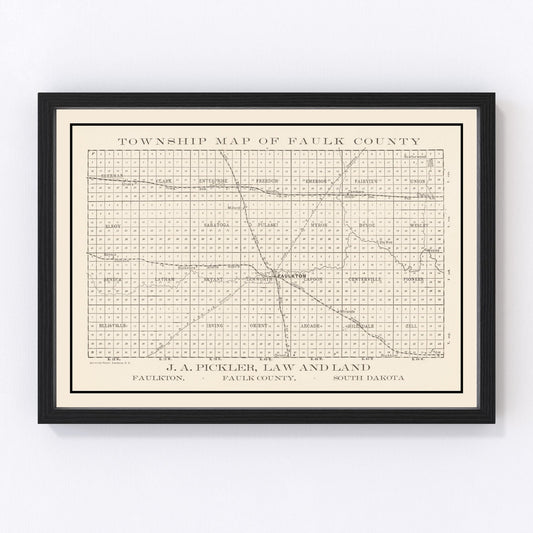vintage map of Faulk County, South Dakota, 1900