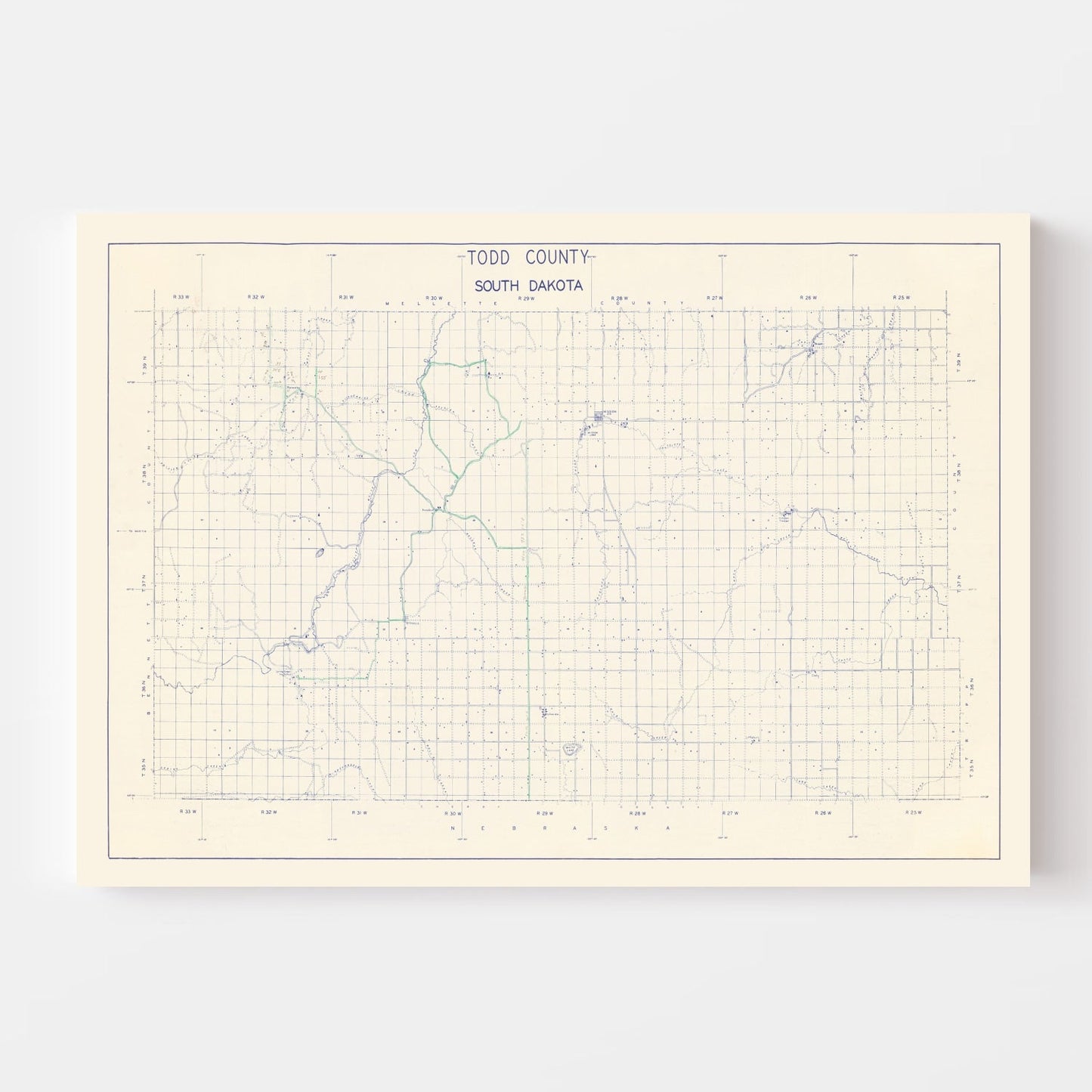Vintage Map of Todd County, South Dakota, 1900