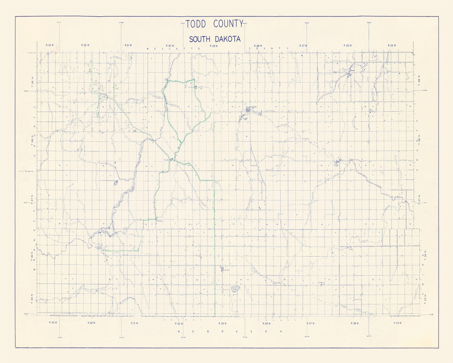 Vintage Map of Todd County, South Dakota, 1900