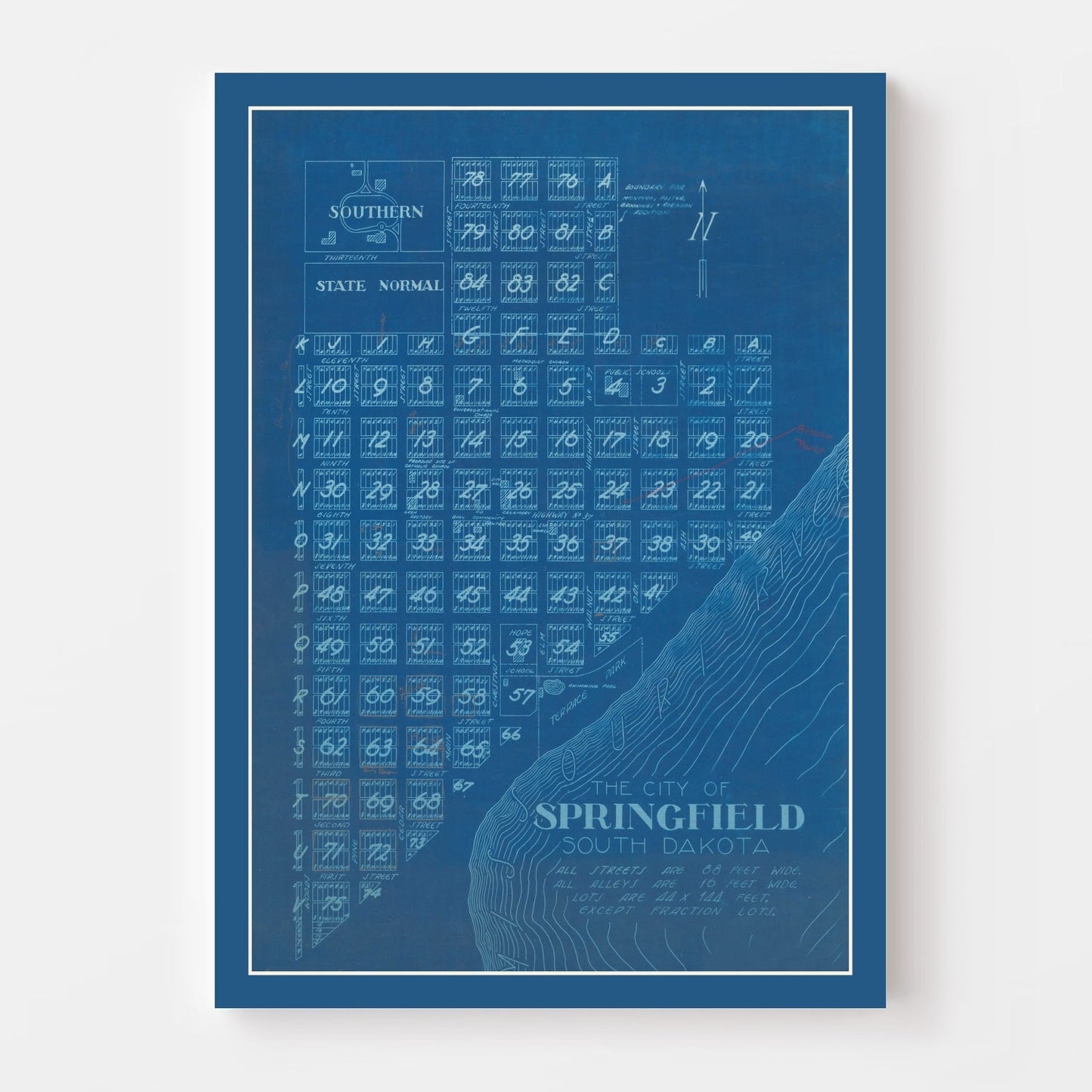 Vintage Map of Springfield, South Dakota, 1881