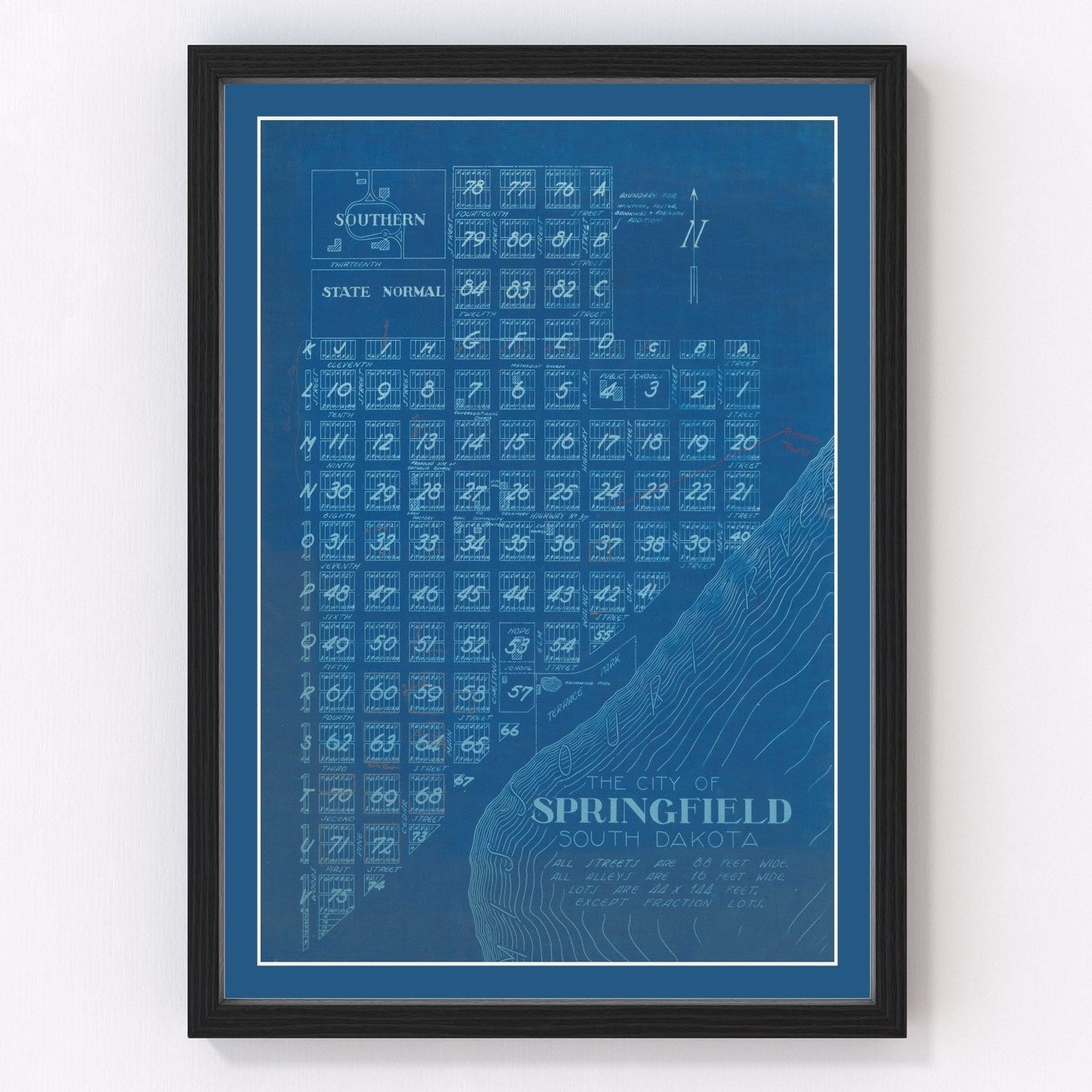 Vintage map of Springfield, South Dakota, 1881