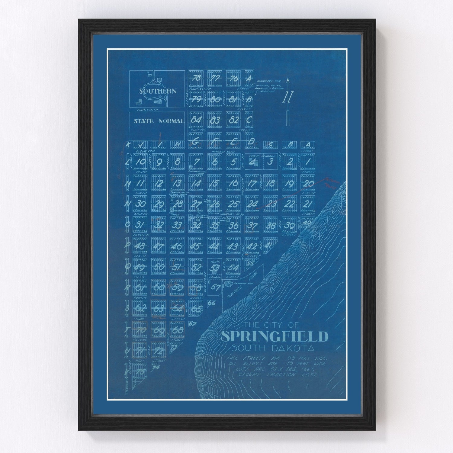 Vintage map of Springfield, South Dakota, 1881