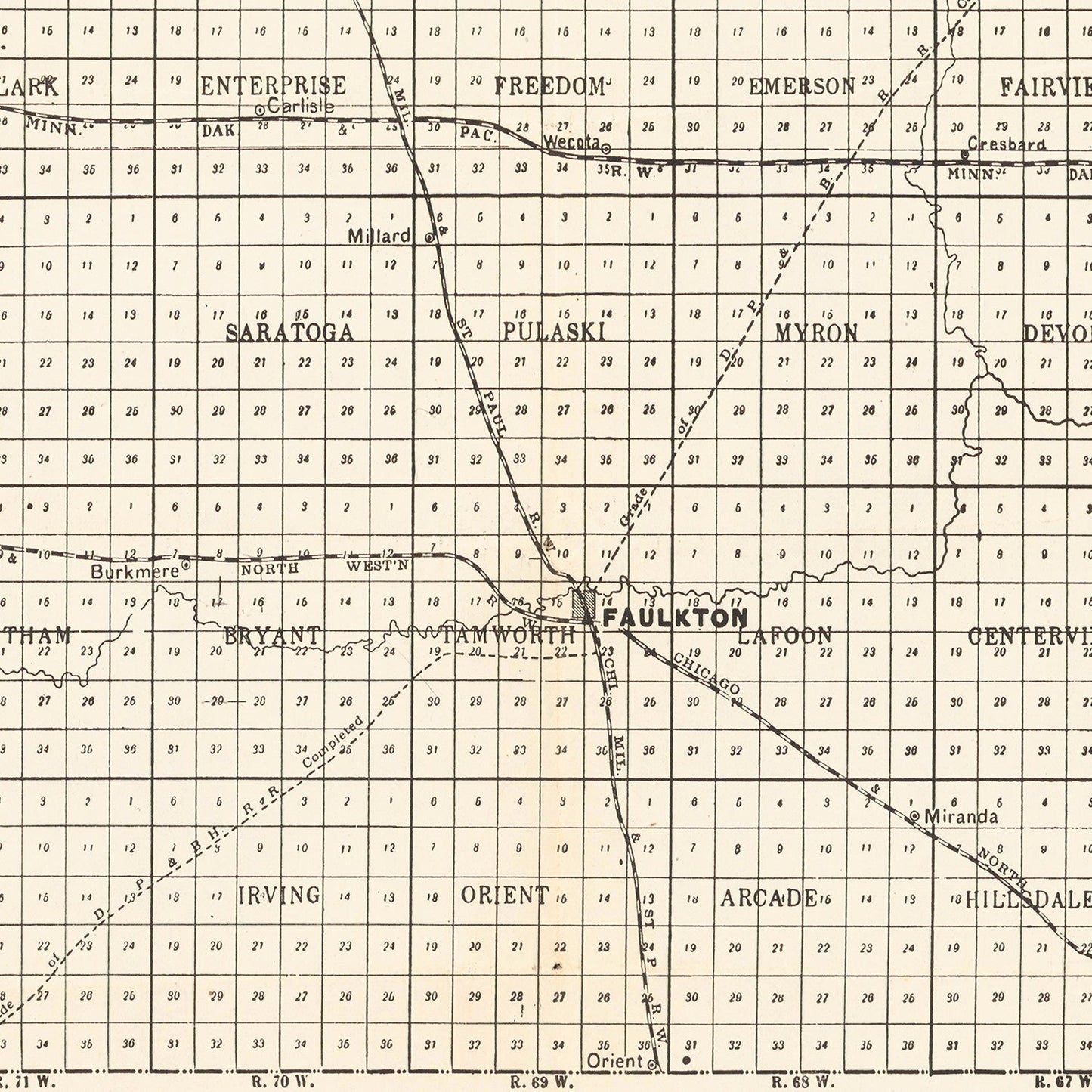 Vintage Map of Faulk County, South Dakota, 1901