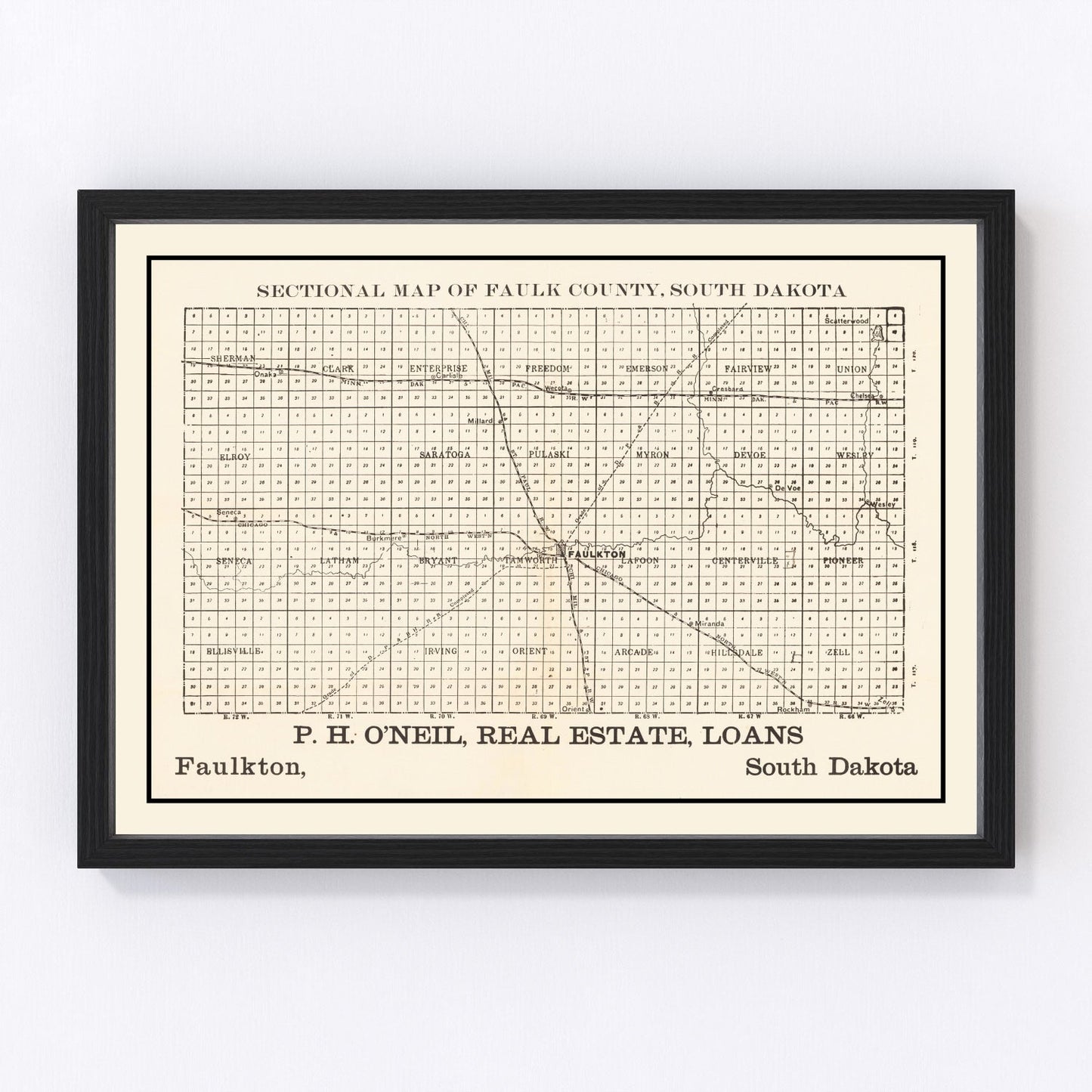 vintage map of Faulk County, South Dakota, 1901