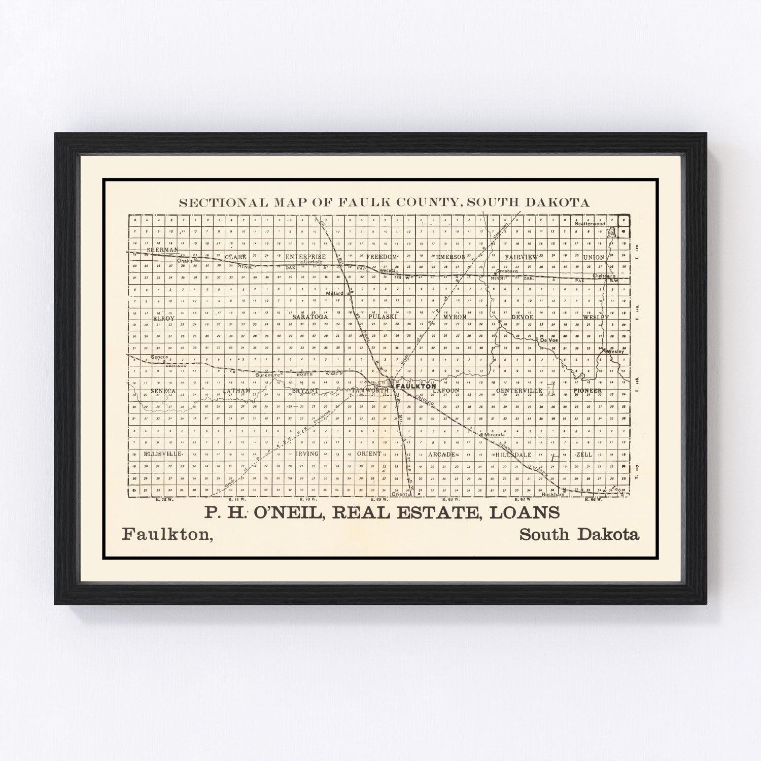 vintage map of Faulk County, South Dakota, 1901