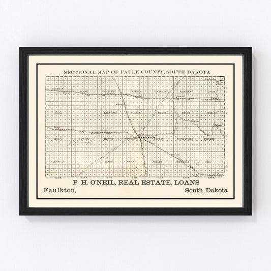 vintage map of Faulk County, South Dakota, 1901