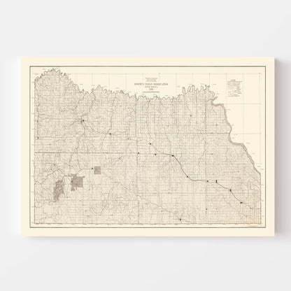 Vintage Map of the Rosebud Indian Reservation, South Dakota, 1940