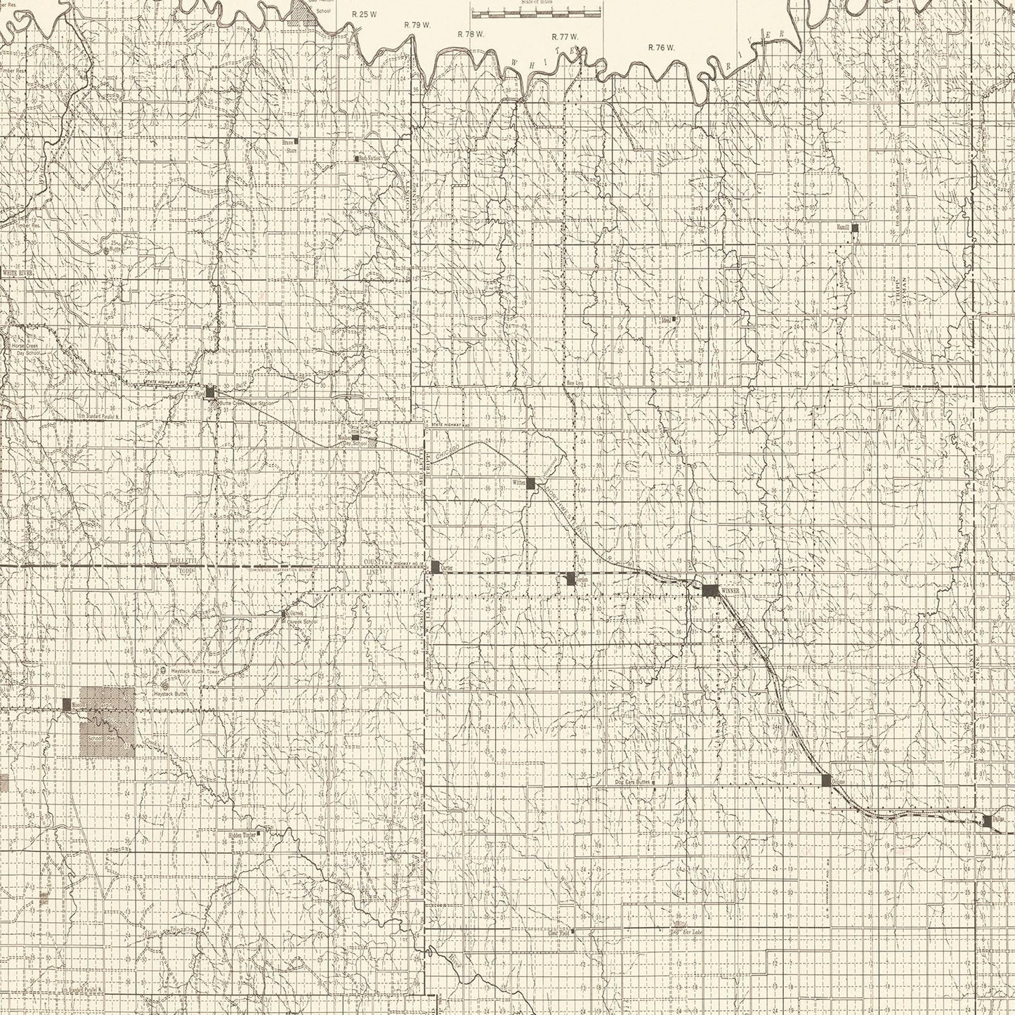 Vintage Map of the Rosebud Indian Reservation, South Dakota, 1940