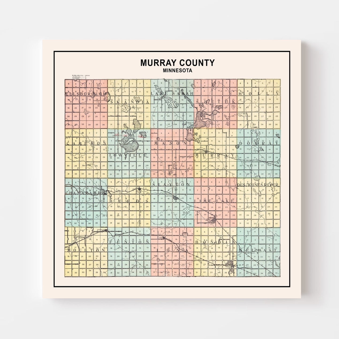 Vintage Map of Murray County, Minnesota, 1907