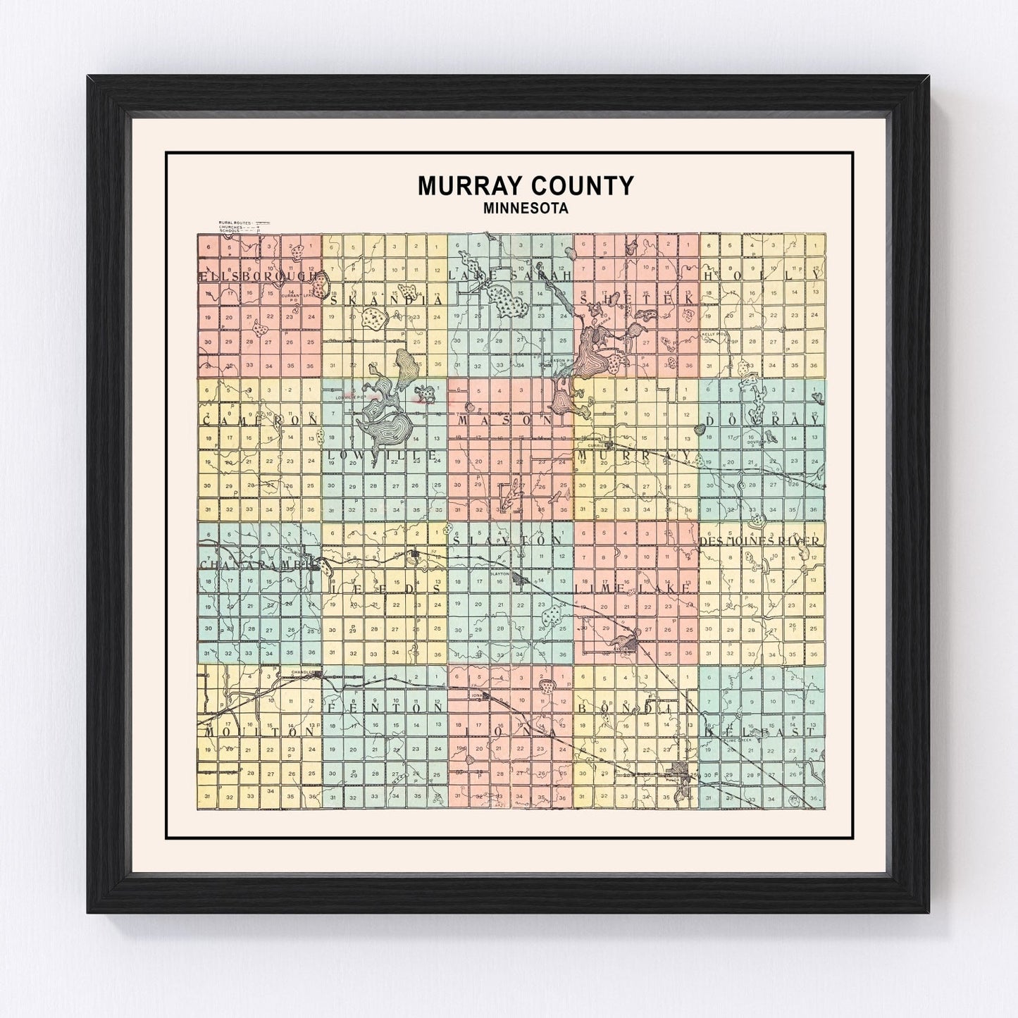 vintage map of Murray County, Minnesota, 1907