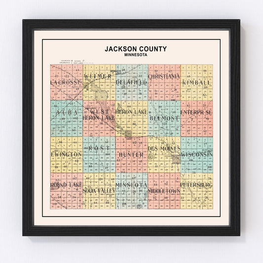 Vintage map of Jackson County, Minnesota, 1907