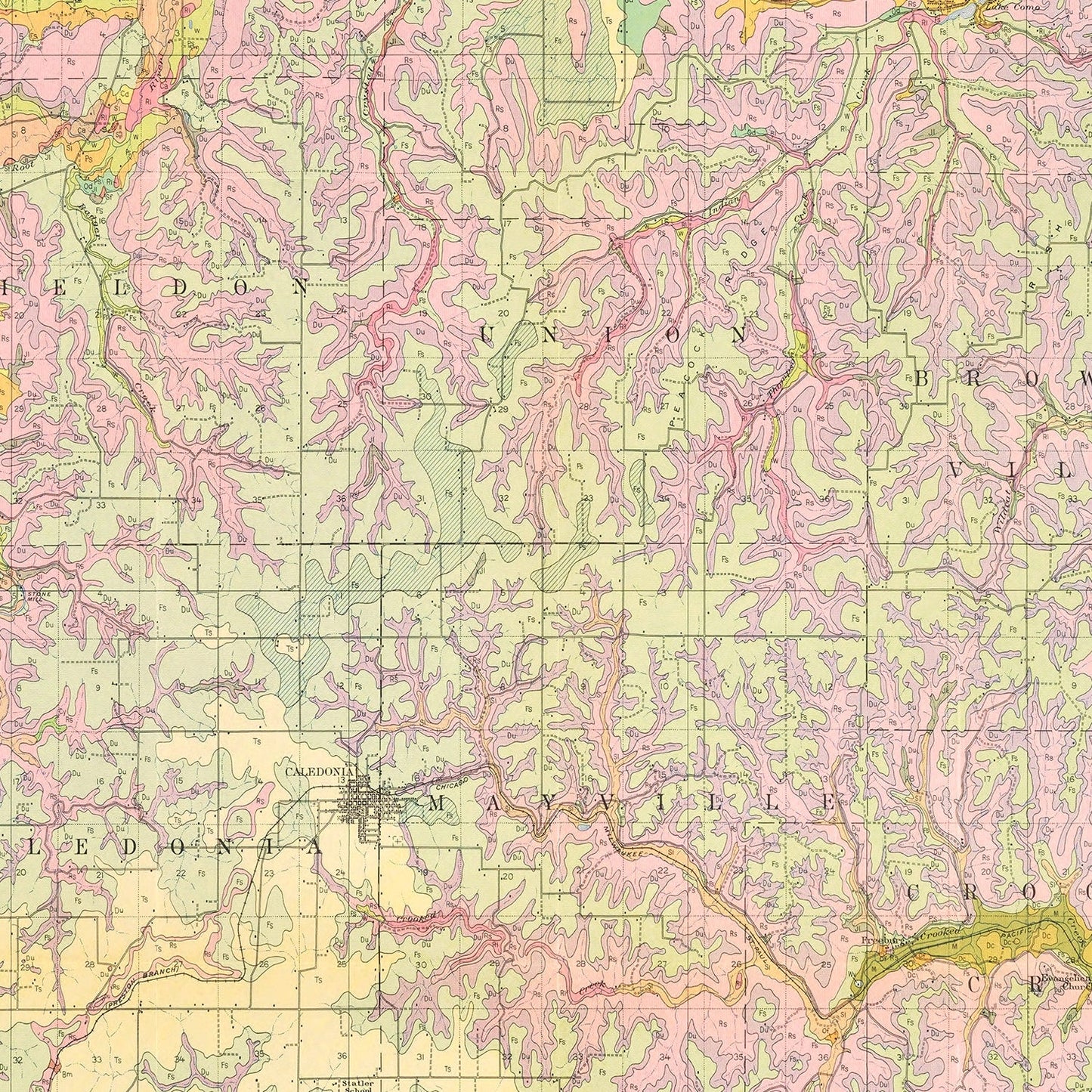 Vintage Map of Houston County, Minnesota, 1929