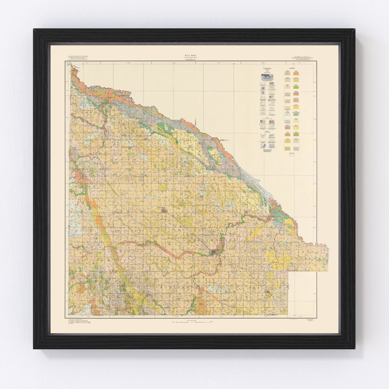 vintage map of Lac Qui Parle County, Minnesota, 1924