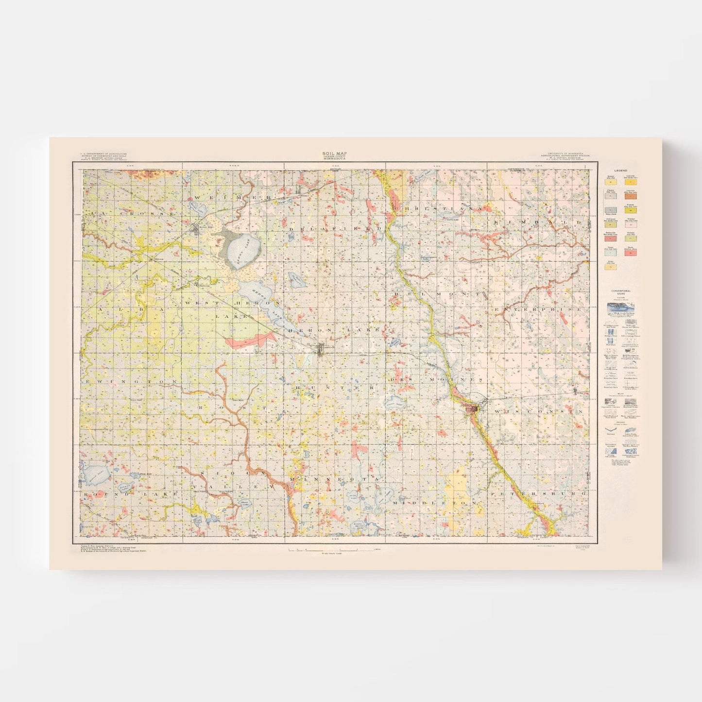 Vintage Map of Jackson County, Minnesota, 1923
