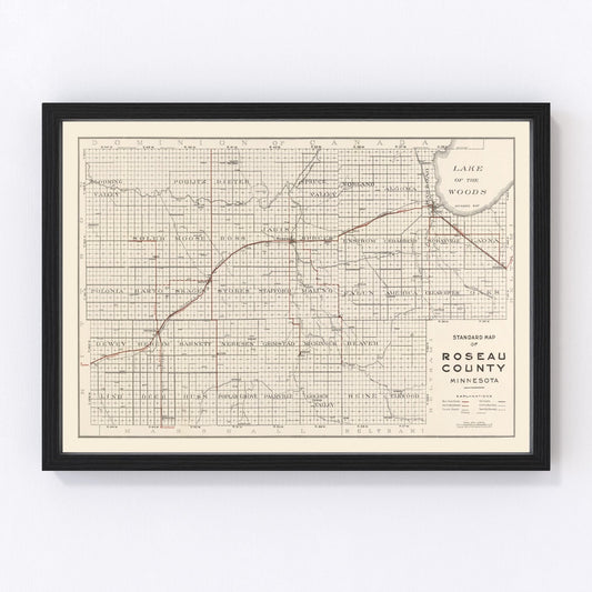 vintage map of Roseau County, Minnesota, 1921