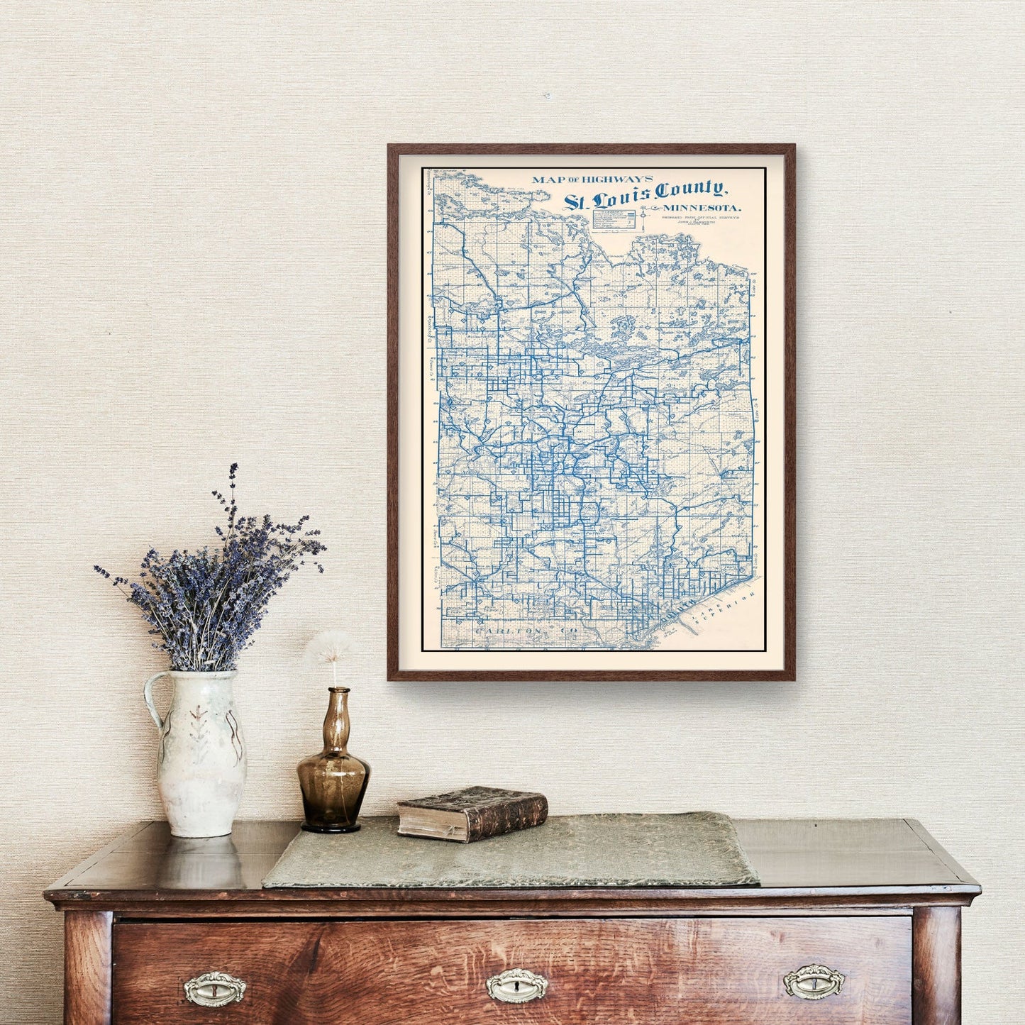 Vintage Map of St. Louis County, Minnesota, 1920