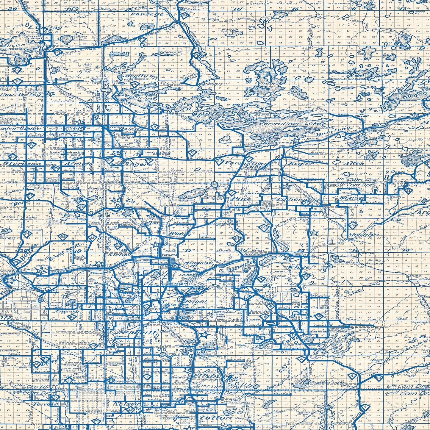 Vintage Map of St. Louis County, Minnesota, 1920