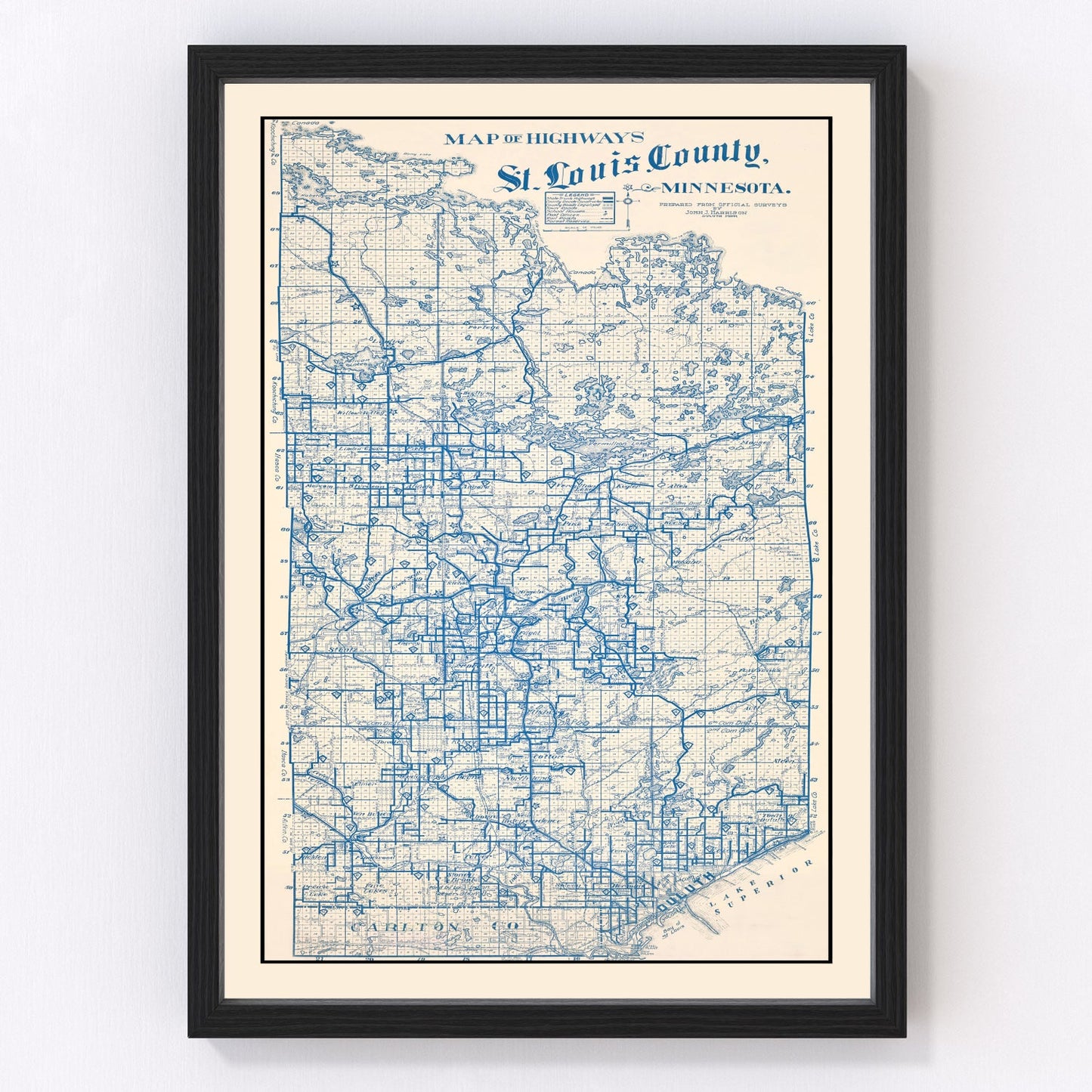 Vintage map of St. Louis County, Minnesota, 1920