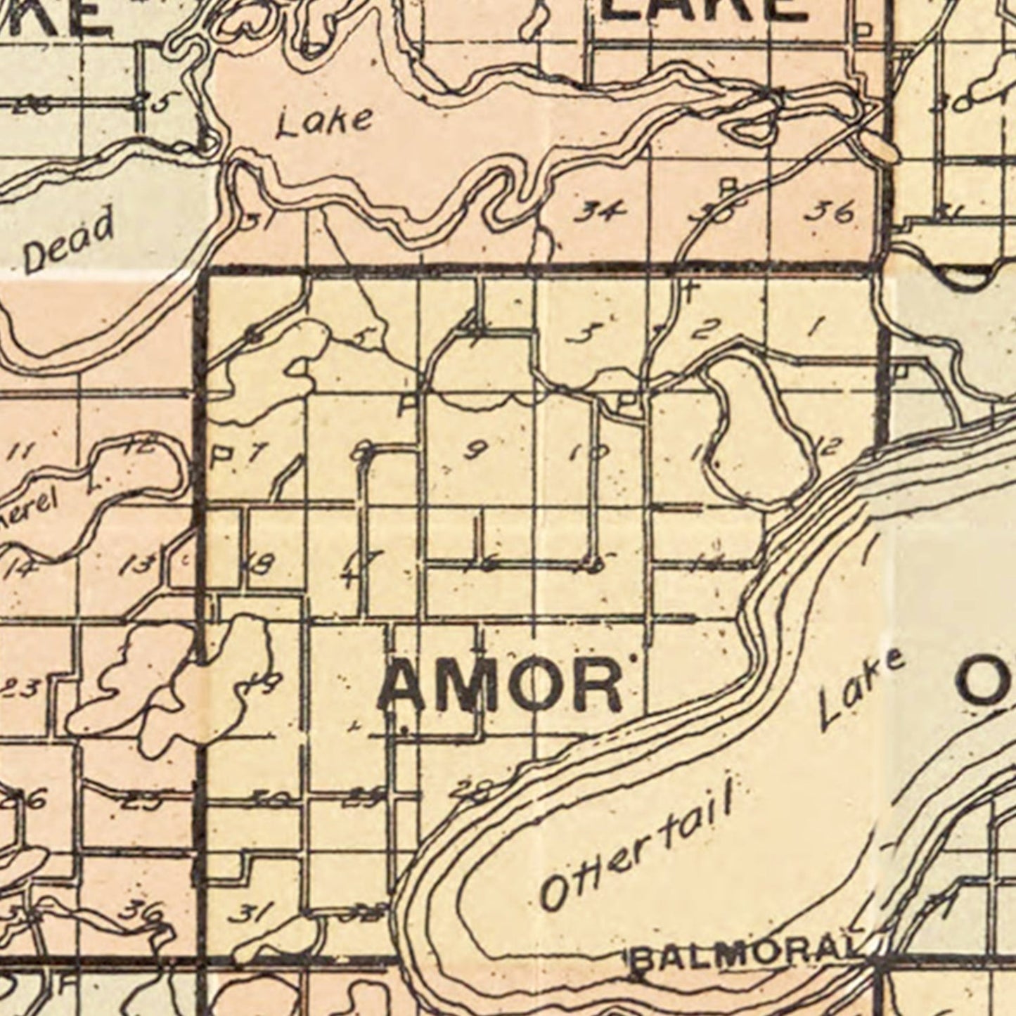 Vintage Map of Otter Tail County, Minnesota, 1916