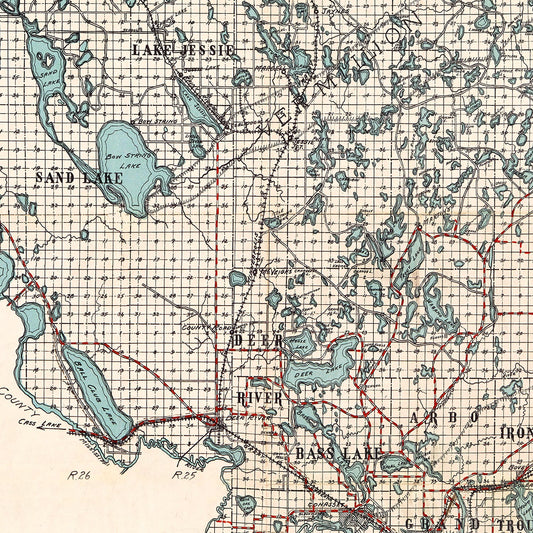 Vintage Map of Itasca County, Minnesota, 1914
