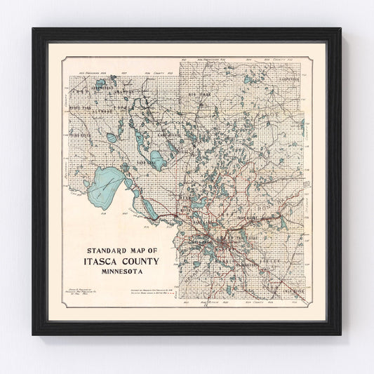 Vintage map of Itasca County, Minnesota, 1914