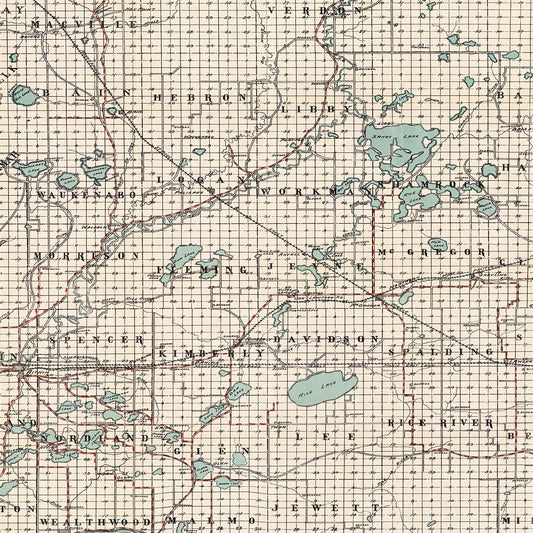 Vintage Map of Aitkin County, Minnesota, 1914
