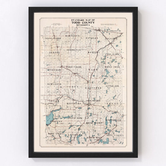 vintage map of Todd County, Minnesota, 1913