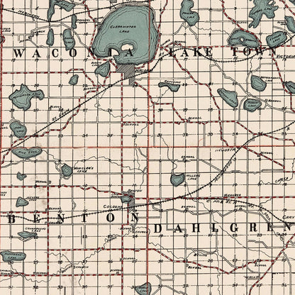 Vintage Map of Carver County, Minnesota, 1913