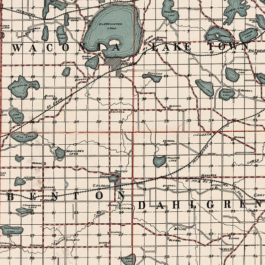 Vintage Map of Carver County, Minnesota, 1913