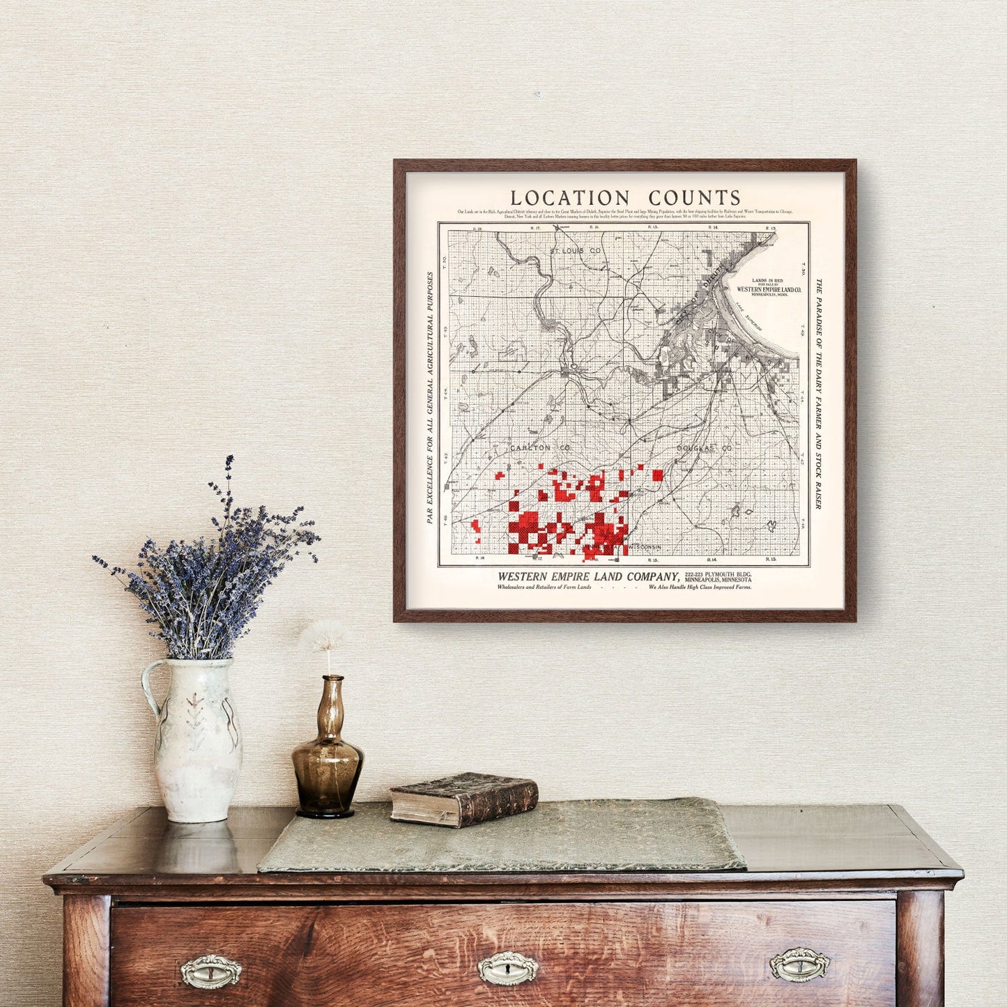 Vintage Map of Carlton County, Minnesota, 1919