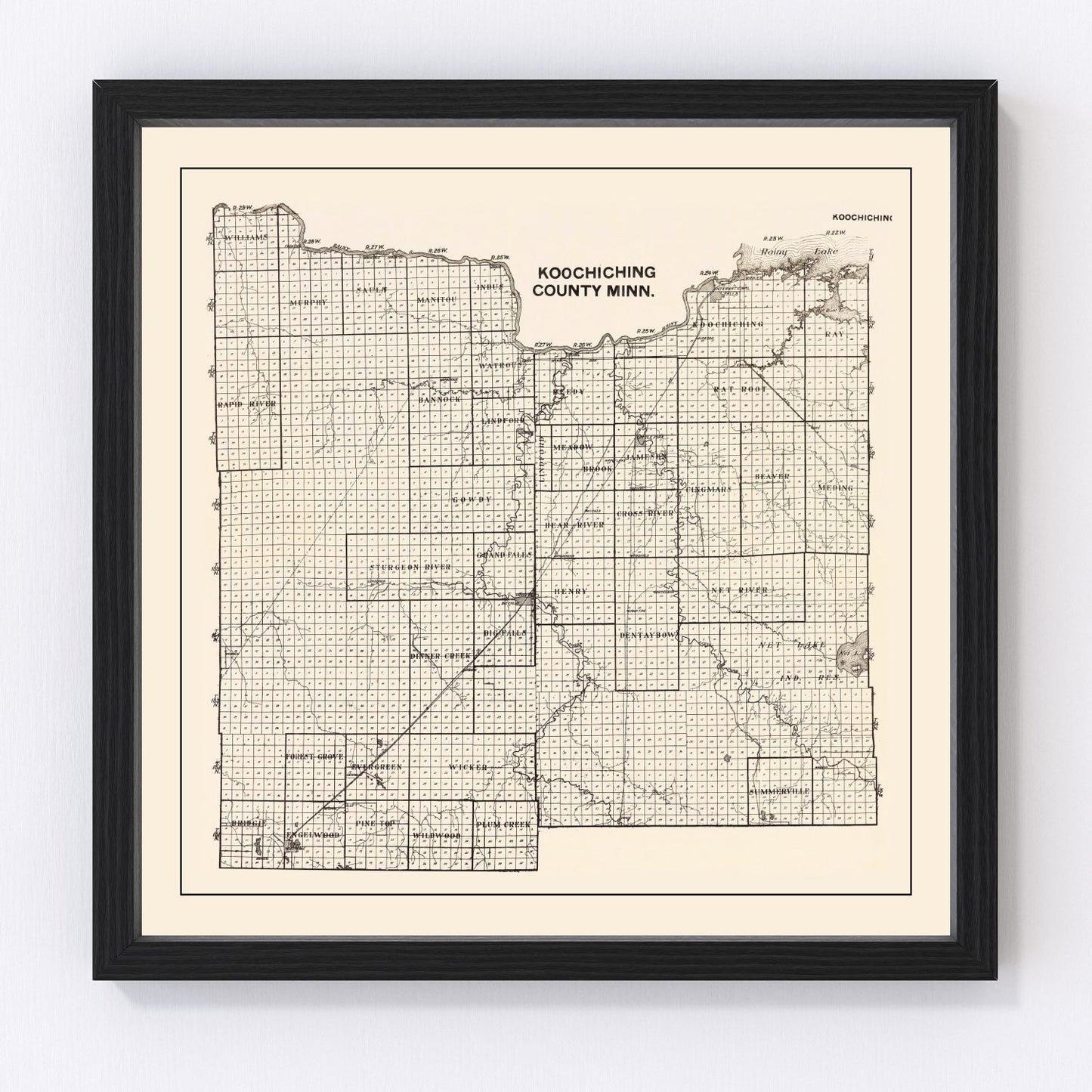 vintage map of Koochiching County, Minnesota, 1919