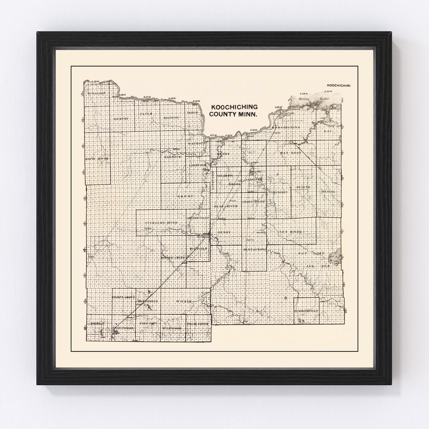 vintage map of Koochiching County, Minnesota, 1919