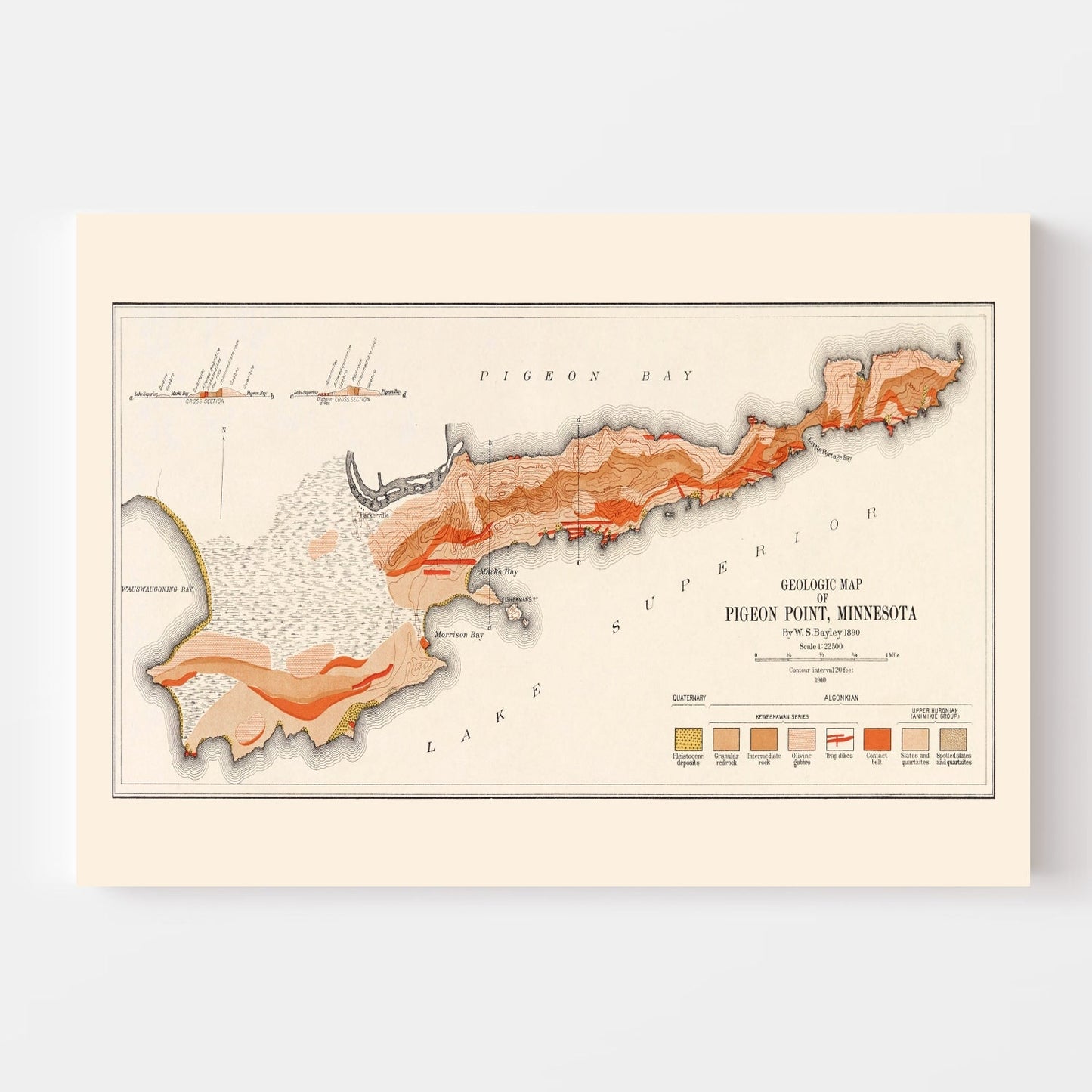 Vintage Map of Pigeon Point, Minnesota, 1910