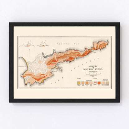 vintage map of Pigeon Point, Minnesota, Lake Superior, 1910