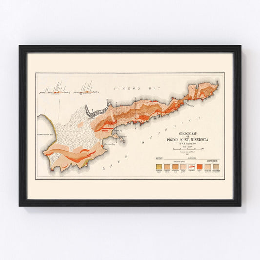 vintage map of Pigeon Point, Minnesota, Lake Superior, 1910