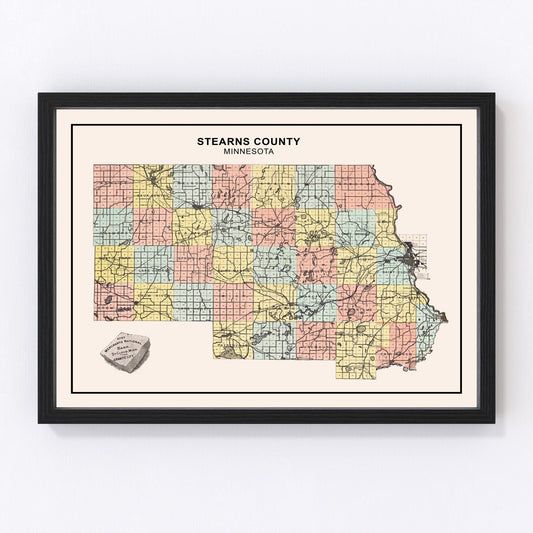 Vintage map of Stearns County, Minnesota, 1907