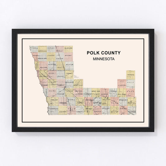 vintage map of Polk County, Minnesota, 1907